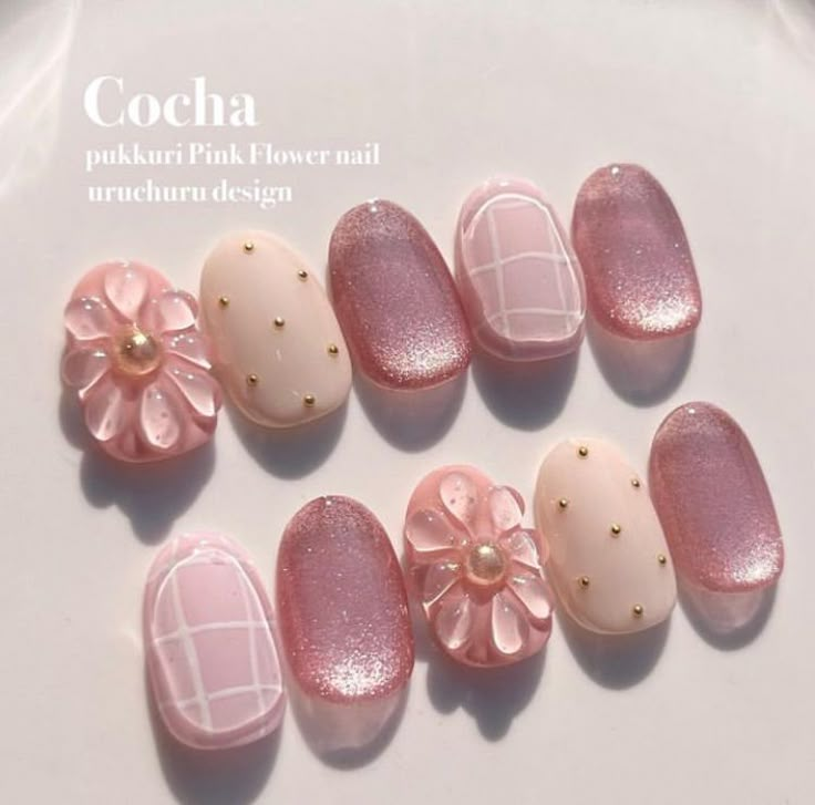 Christmas Nails Winter, Nail Instagram, Pink Flower Nails, Kutek Disney, Cute Pink Nails, Art Deco Nails, Hello Nails, Snow Flower, Hippie Nails