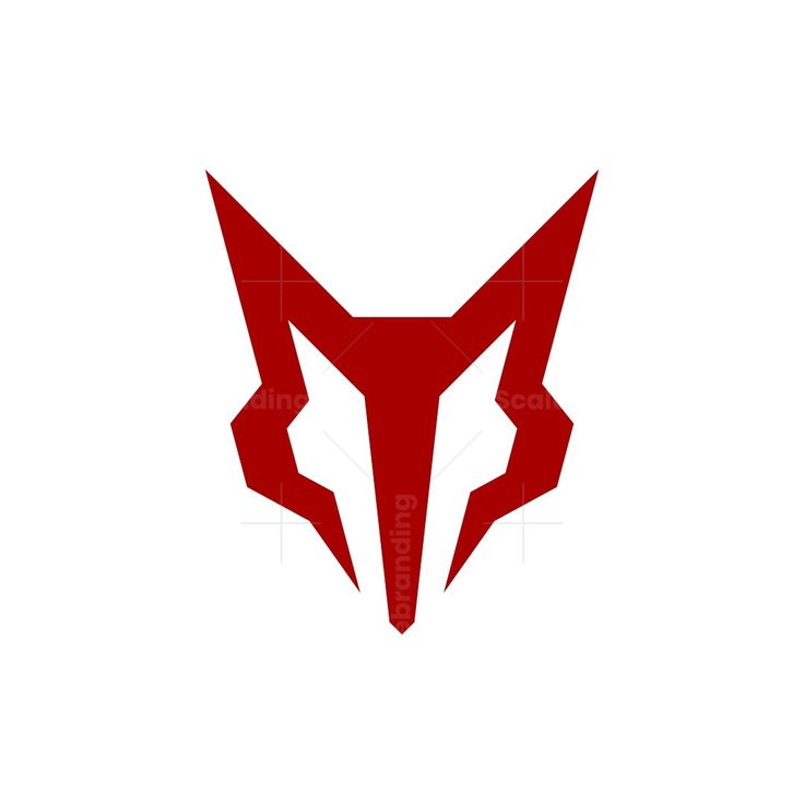 a red fox head logo on a white background