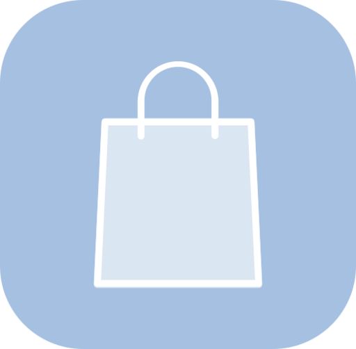 a white shopping bag on a blue background