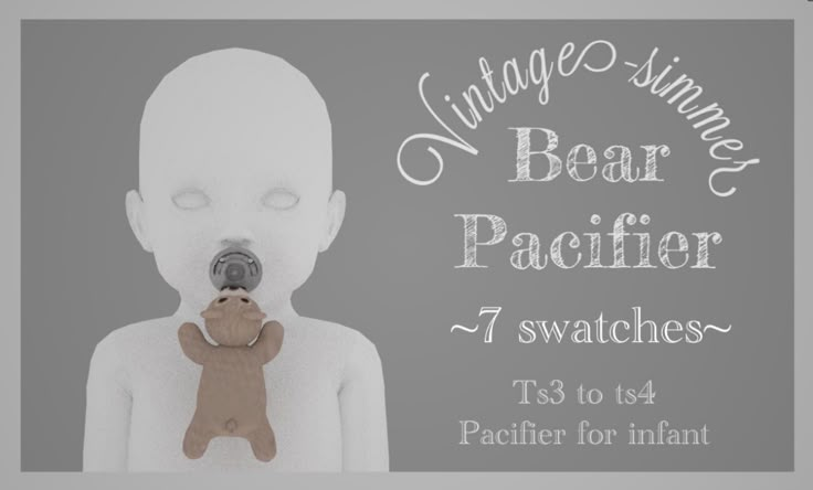 an image of a bear pacifier with the caption saying, vintage summer bear pacifier swatches