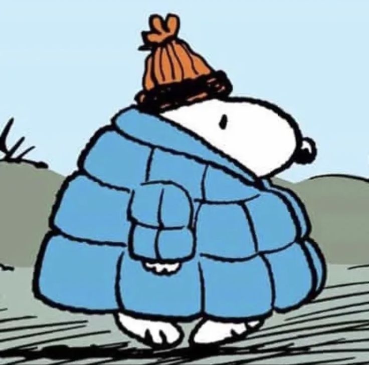 a cartoon bear wearing a blue coat and hat