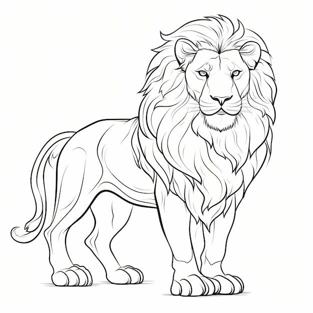 a lion standing with its head turned to the side