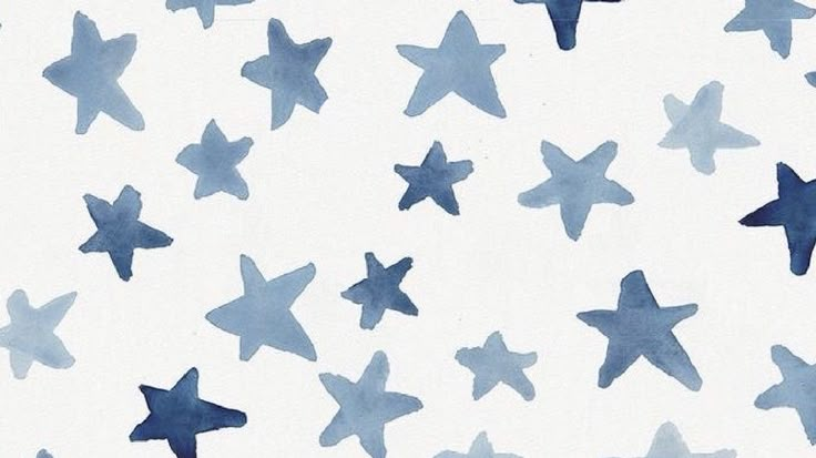 blue watercolor stars on white background