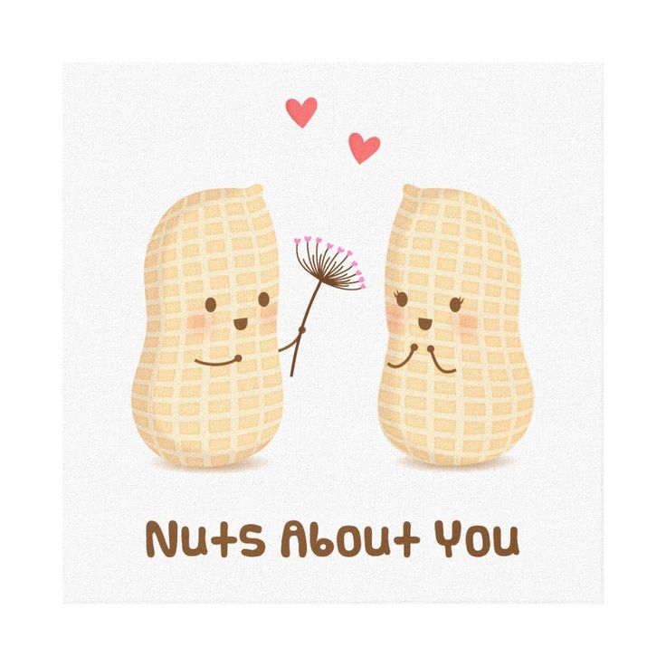 two peanuts holding a dandelion with the words nuts about you