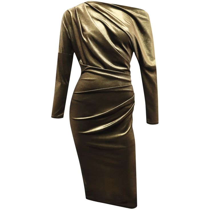 A shoulder bearing dress with clever pleating and draping to form a stylish silhouette. This style is stretch, pull on and falls below the knee. The fabric is a changeant gold velvet and has a beautiful luxurious lustre. All styles are made in the UK and are limited edition. Cool Handwash  90% Polyester 10% Spandex Gold Velvet Dress, Event Outfit, Gold Velvet, Blazer With Jeans, Independent Designers Fashion, Dress Clothes For Women, Velvet Dress, Fashion Jewellery, Dress Making