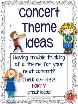 a sign that says, concert theme ideas having trouble thinking of a theme for your next concert? check out these great ideas