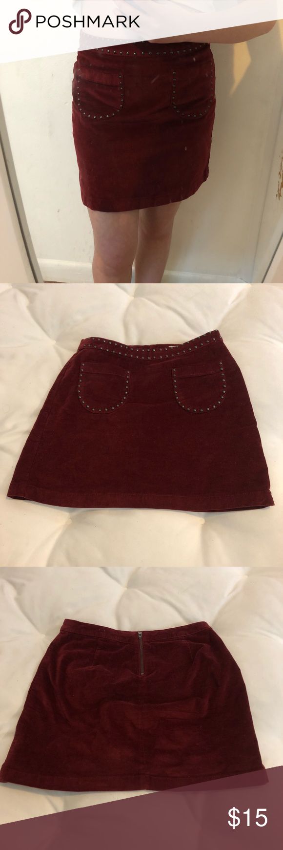 Wine red corduroy mini skirt | Mini skirts, Wine red skirt, Red studs