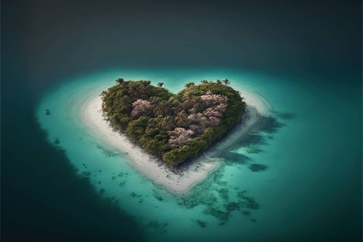 an island in the shape of a heart