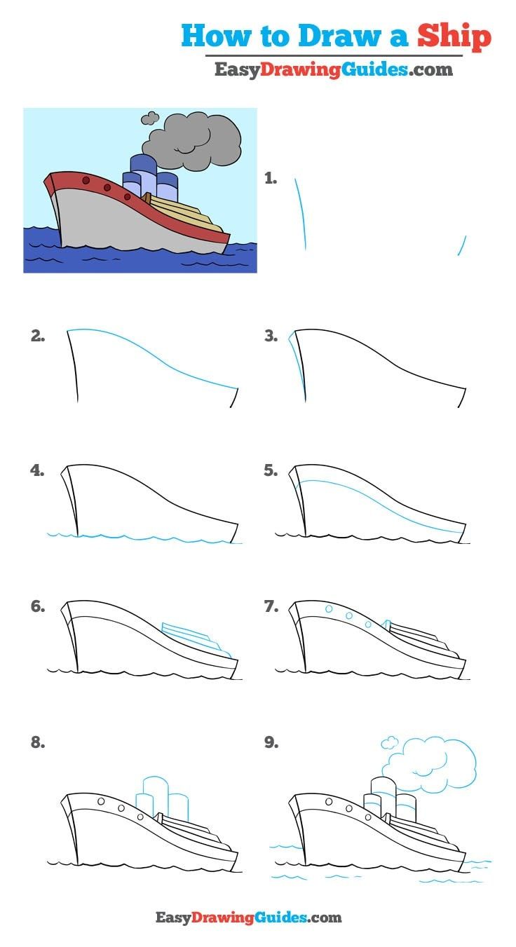 How to Draw a Ship – Really Easy Drawing Tutorial | Drawing tutorial ...