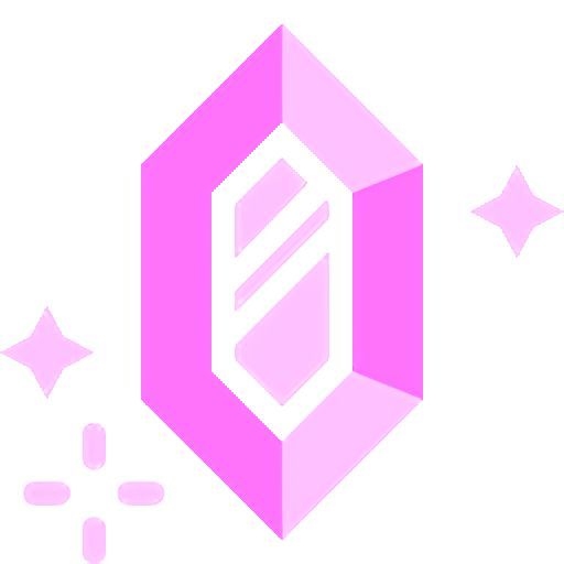 an image of a pink object with stars around it and the word's logo above it