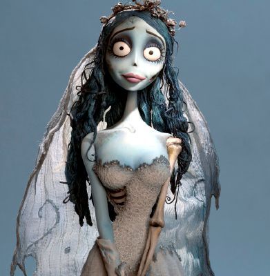 the corpse bride doll is wearing a veil