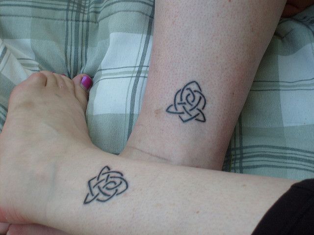 two people with matching tattoos on their arms