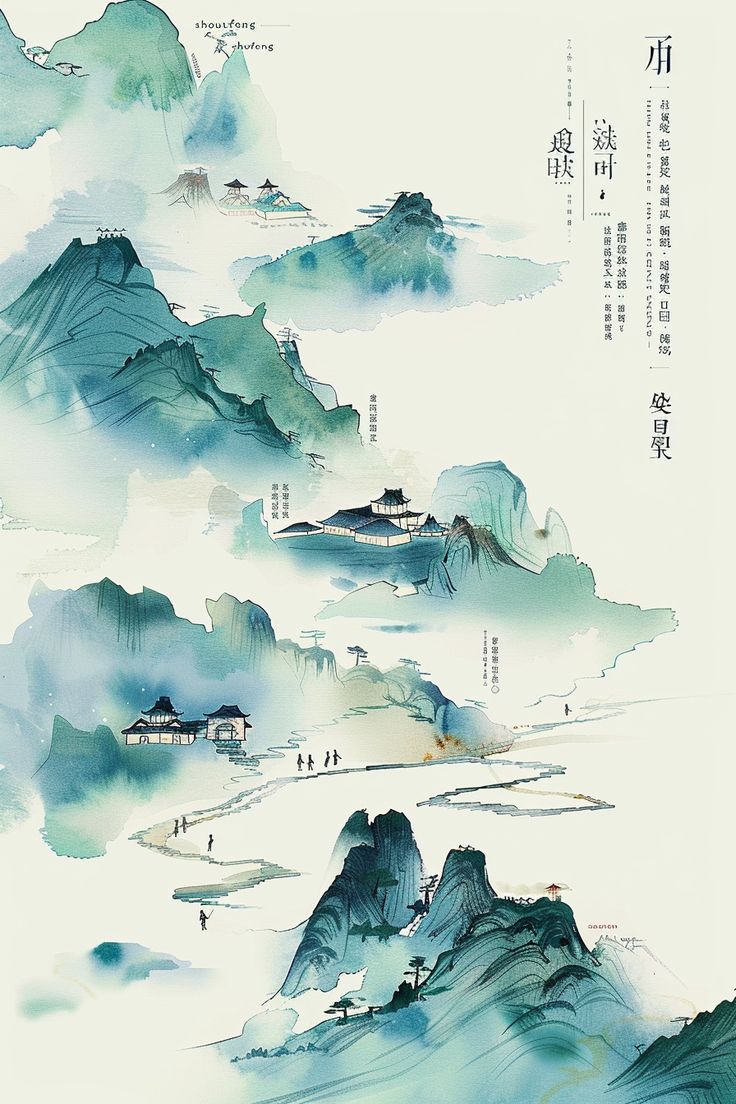 #AncientMap #WatercolorStyle #InkWashPainting #ChineseTraditionalArt #AdobeIllustrator #2:3AspectRatio #TheCandie Chinese Painting Traditional, Chinese Style Illustration, Chinese Traditional Art, Chinese Mountains, Thumbnail Ideas, Ancient Map, Inspirational Digital Art, Wash Painting, Chinese Illustration