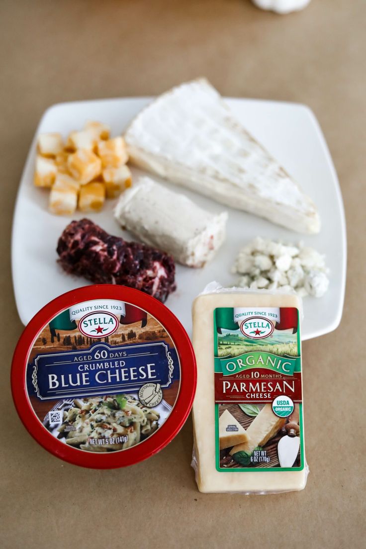 cheese and other food items on a plate