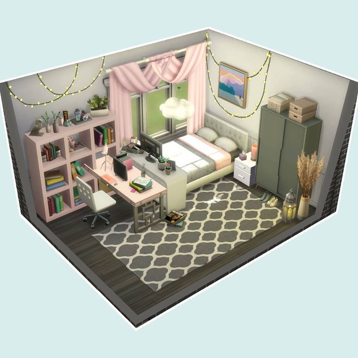 Sims 4 Game Room Ideas, 4 Bedroom House Plans Sims 4, Sims Bedrooms Ideas, Sim4 Bedroom Ideas, Cute Sims House, Rooms Game Ideas, Sims 4 Bed Rooms, Sims Rooms Ideas Base Game, Room Sims 4 Bedrooms