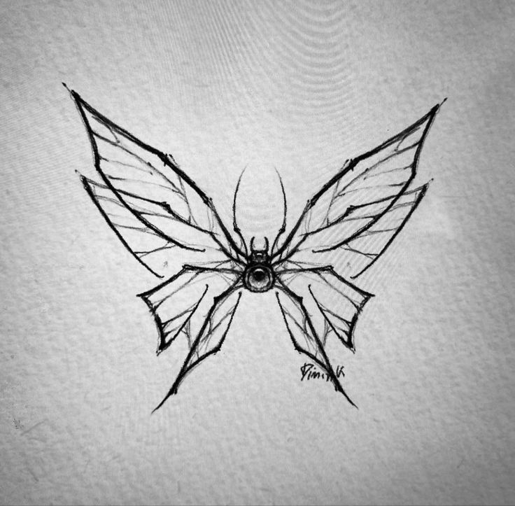 a black and white drawing of a butterfly