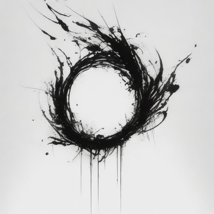 AI abstract, black ink Sun Eclipse Tattoo, Dark Abstract Tattoo, Ouroboros Tattoo Design, Black Hole Drawing, Void Tattoo, Geometric Universe Tattoo, Circular Tattoo Designs, Shoulder Tattoo Men, Arte Trash Polka