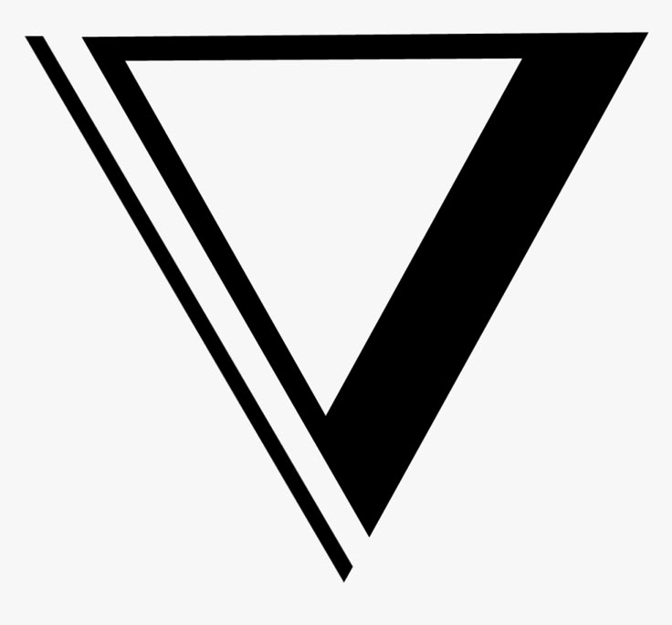 a black and white triangle logo with the letter v in it's middle corner