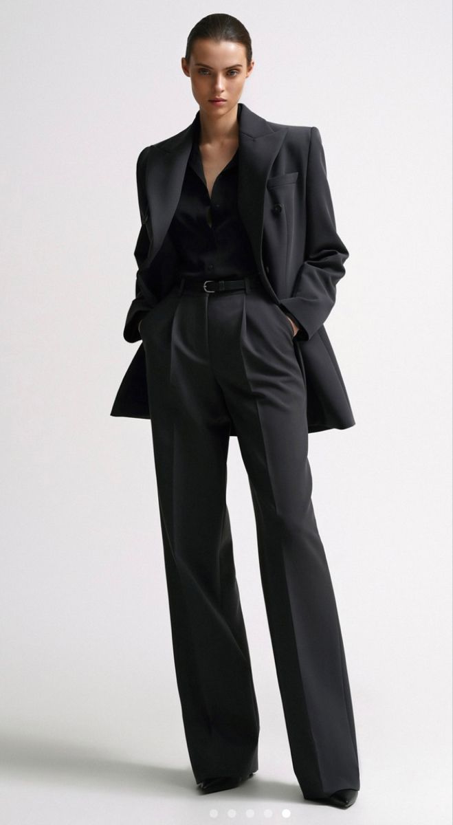 Black Pants Suit Women Classy, Woman Suit Aesthetic Dark, Women’s Suit Outfit Work, Black Suit Aesthetic Woman, Slay Outfits Classy, Woman Power Suit, Woman Suit Black, Suit Outfits For Women, Stylish Business Outfits