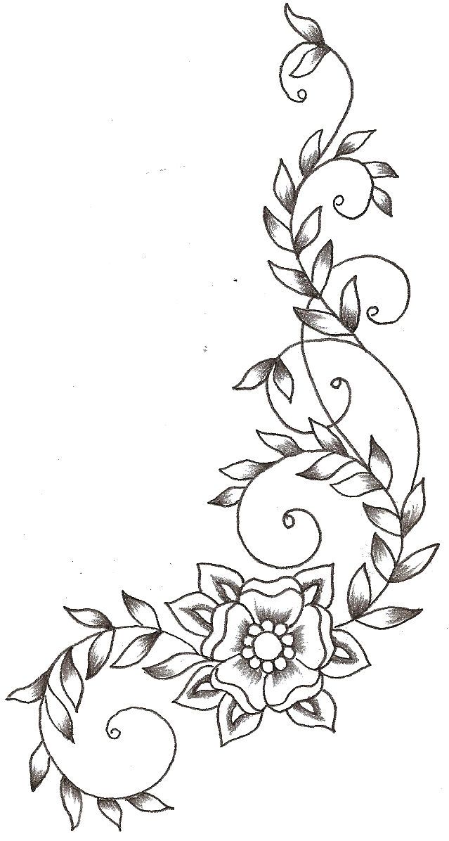 a tattoo design with flowers and leaves on it