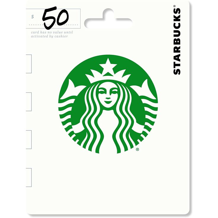 the starbucks logo is shown on a white card with black lettering and green leaves in the center