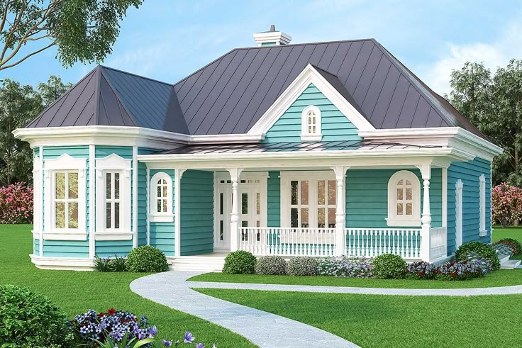 this is a computer rendering of these small house plans for the front of your home