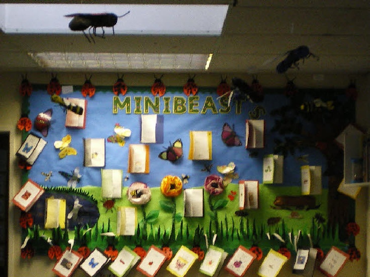 the bulletin board is decorated with many different things on it, including flowers and butterflies