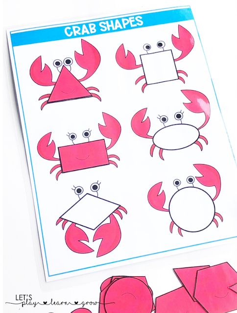 the crab shapes are cut out and placed on top of each other to make them look like they have been made from construction paper