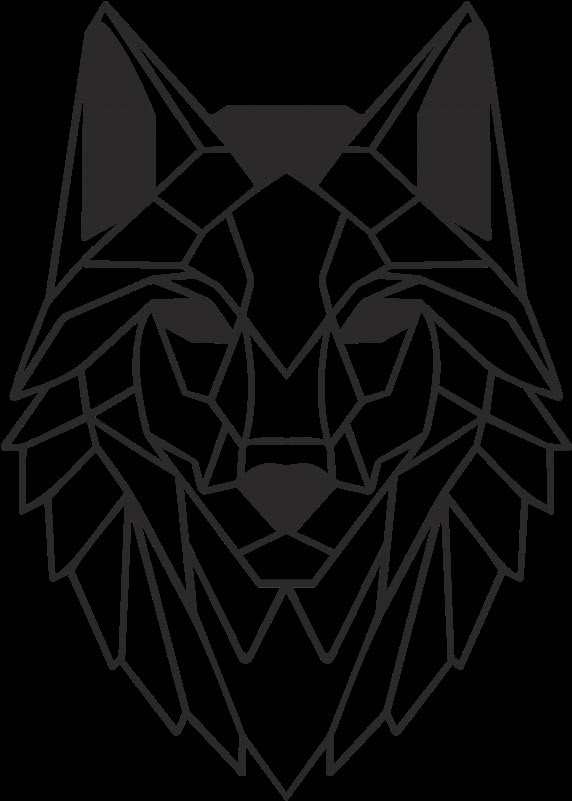 the head of a wolf made out of geometric shapes