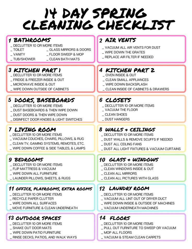 a cleaning checklist with the words, i'm day spring cleaning checklist