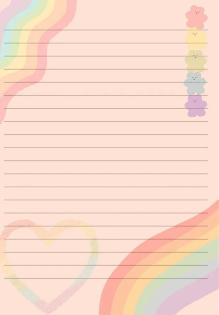 a notepad with rainbows and hearts on it