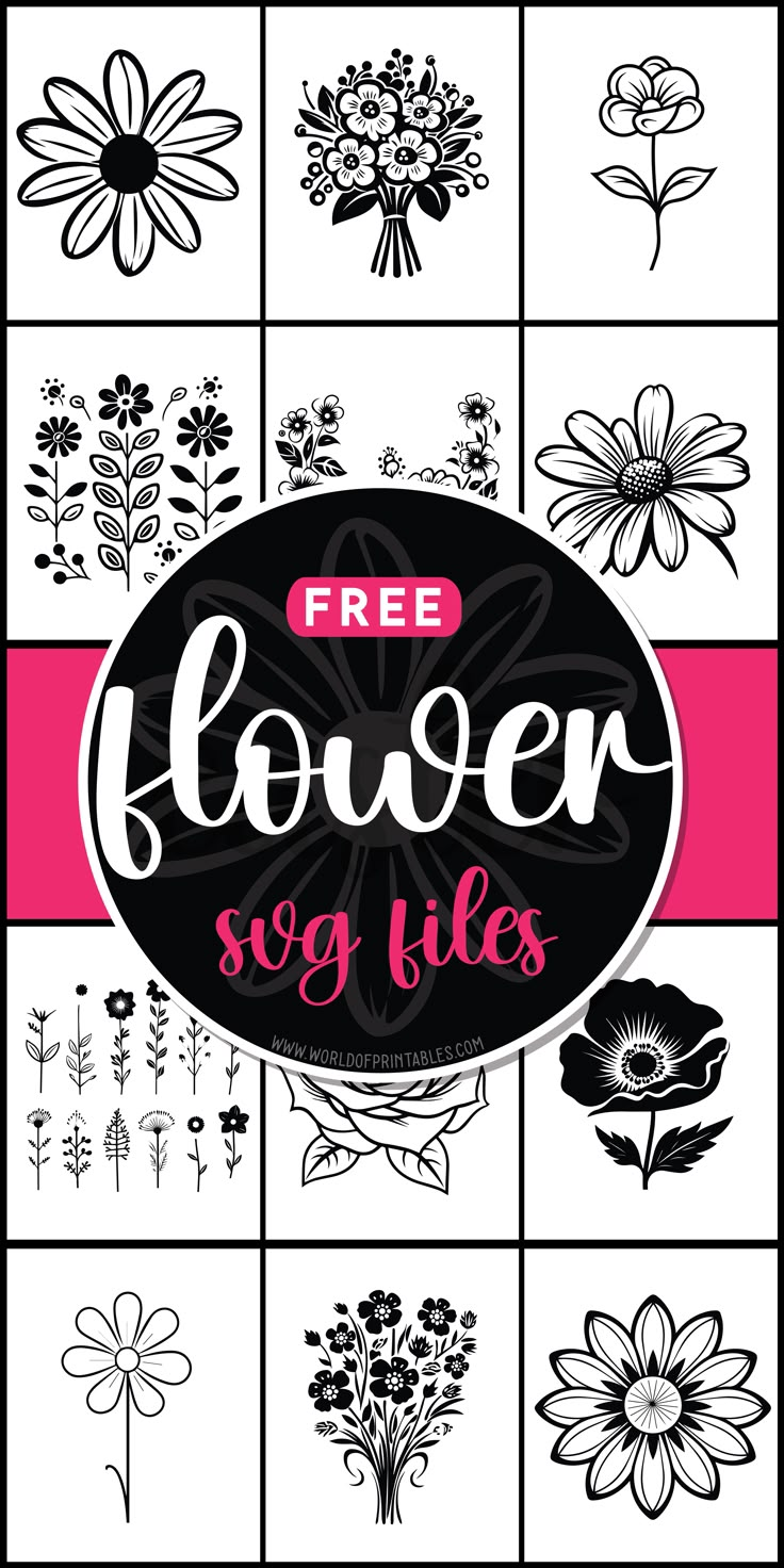 the free flower svg files are available for all kinds of flowers, including daisies and