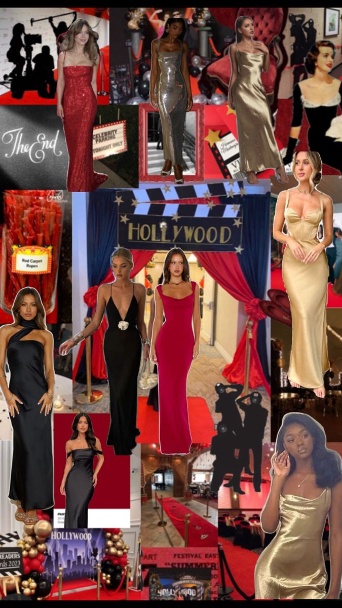 collage of women dressed in evening gowns and dresses at the hollywood walk of fame