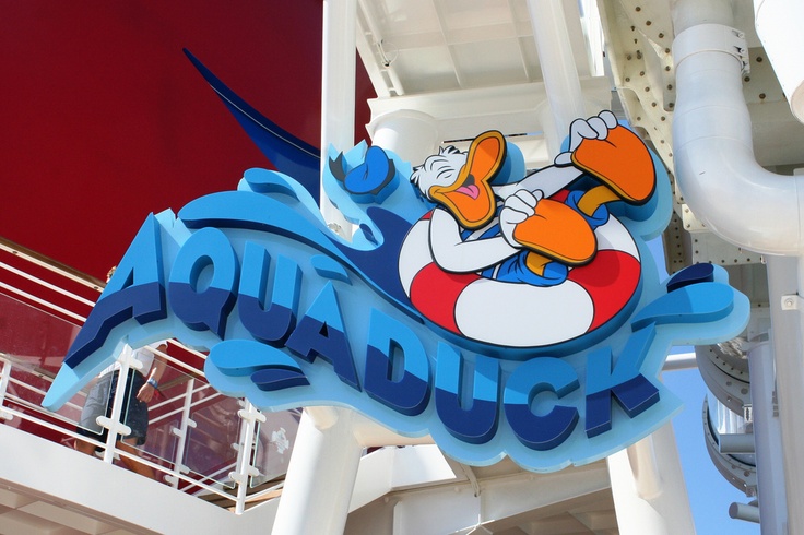 the sign for an amusement park with donald duck on it's head and arms