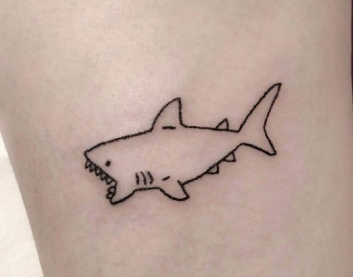 a small tattoo of a shark with its mouth open and it's teeth out