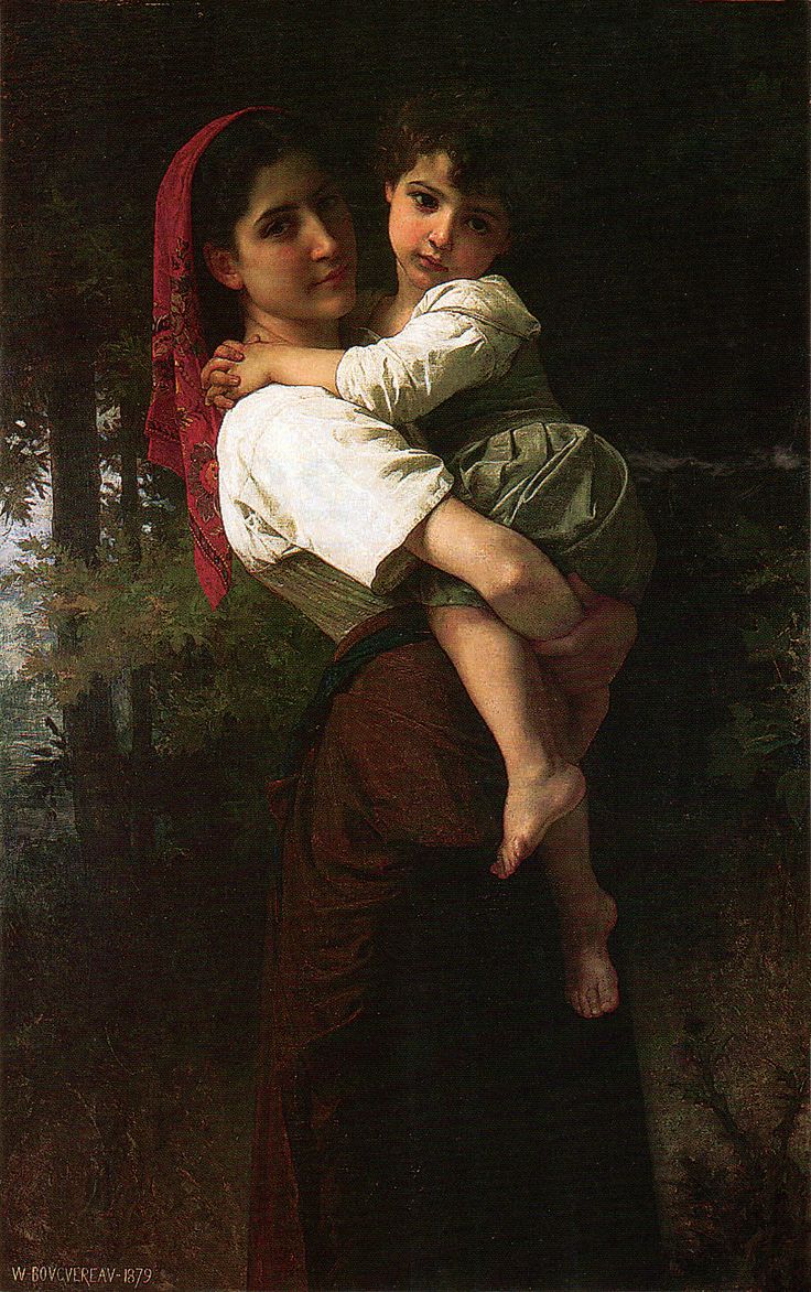 a painting of a woman holding a child