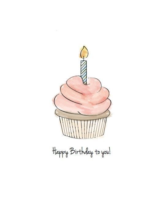 a cupcake with a single candle on it's top and the words happy birthday to you