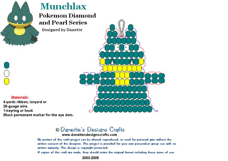 an image of a cartoon character made out of beads and paper with the text munchlax pokemon diamond and pearl series designed by diasitte