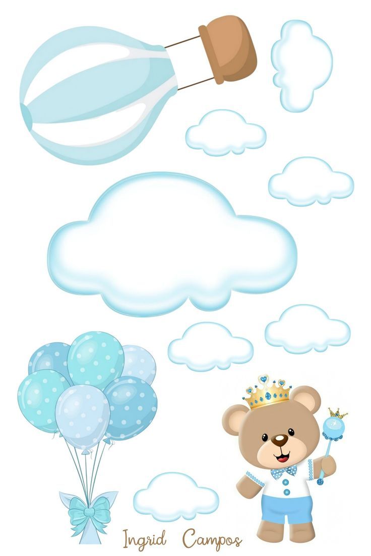 a teddy bear flying in the sky with balloons