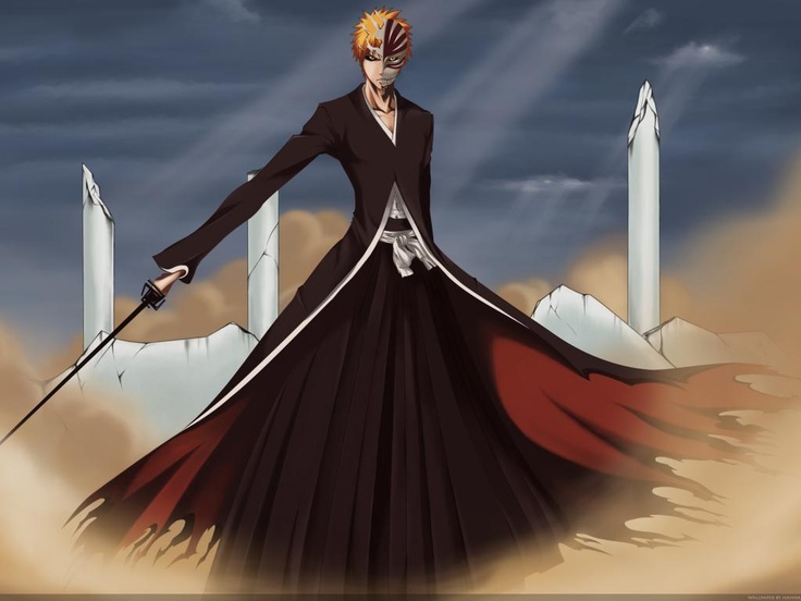 Ichigo with half of a Hollow Mask...this pic is just way too cool. Ichigo Wallpaper, Rukia Bankai, Bleach Ichigo Hollow, Bleach Ichigo Bankai, Ichigo Bankai, Tensa Zangetsu, 1024 X 576, Ichigo Kurosaki Wallpaper, Kurosaki Ichigo