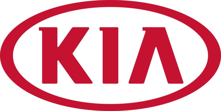 a red and white logo with the letter kia in it's center, on a white background