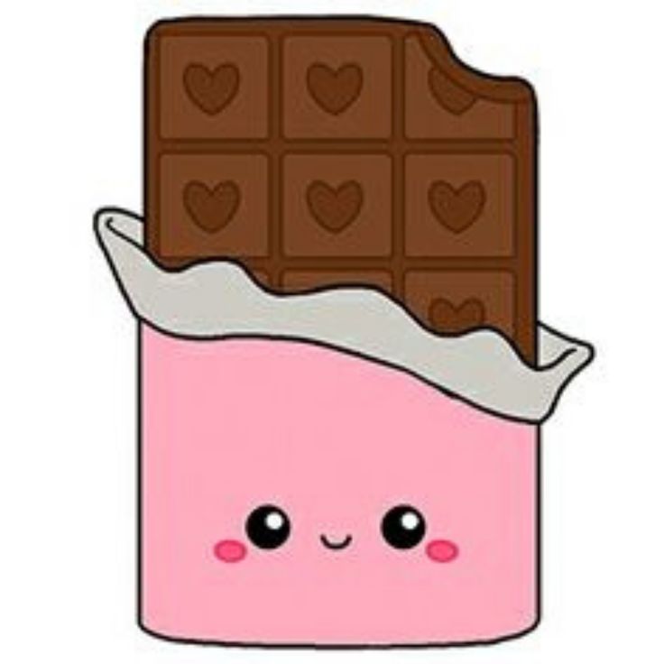 a cute pink cupcake with chocolate on it's side and eyes drawn in the shape of hearts