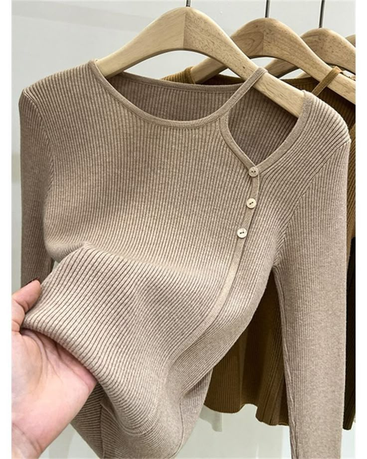 2023 Korean Fashion, Winter Korean Fashion, Knitting Tops, Simple Knitting, Pullover Women, Autumn 2023, Knitted Tops, Collars For Women, Long Sleeve Knit Tops