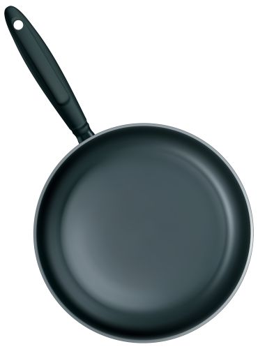 an empty frying pan on a white background