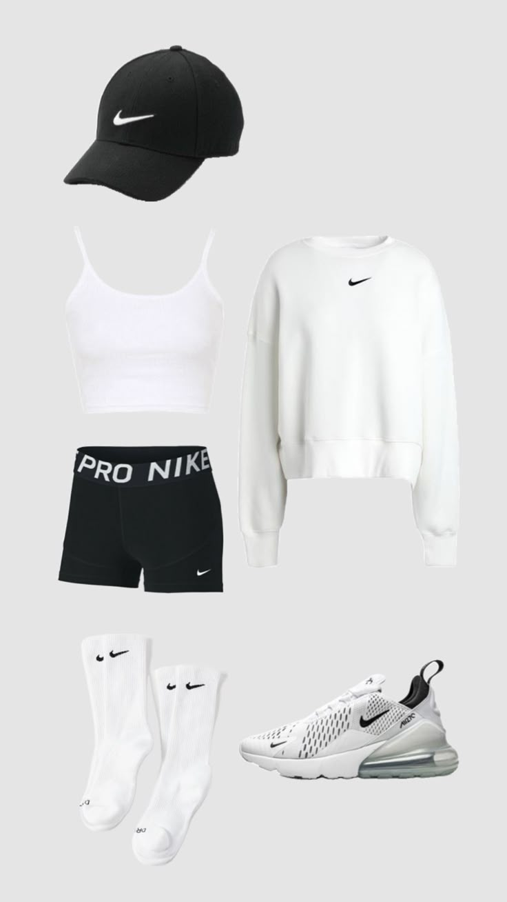 Outfits To Wear With Nike Pros Shorts, Pro Nike Outfit, Nike Outfit Inspo Women, Styling Nike Pros, Nike Clothing Women Outfits, Nike Pro Shorts Outfit Casual, Nike Pro Shorts Outfit School, Nike Outfits Women, Nike Fall Outfit