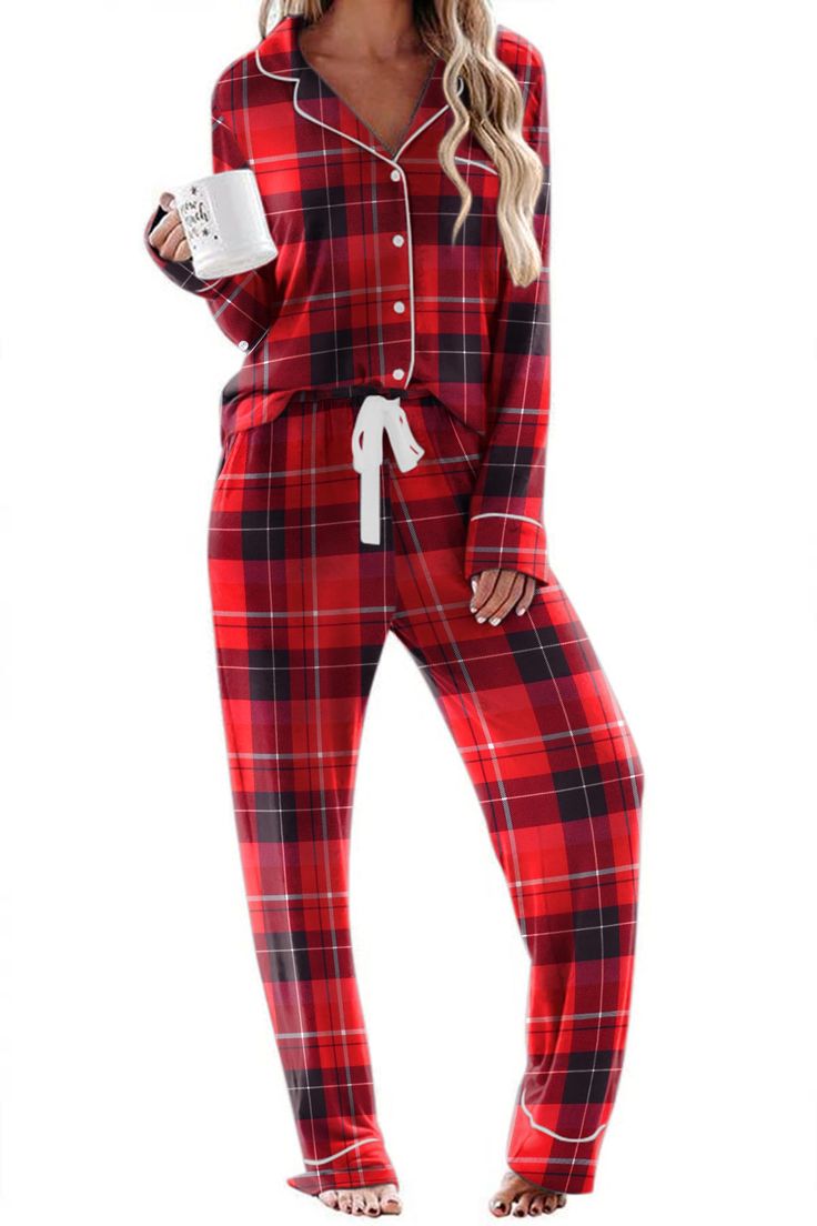 PRICES MAY VARY. Material: 95% Rayon, 5% Spandex.Soft,cozy and lightweight Ekouaer pajama set Features:Two Piece Pajama Set featuring classic and casual loungewear style.Long sleeve sleepwear top and long pajama pants set.High quality material and this sleep set with superior stitching and perfectly-lined hems. Breathable and Comfy sleepwear set Pajama Top:Long sleeve sleepwear with notch collar,button front pajamas shirt and one chest pocket design.Lightweight and Loose sleepwear.Great for slee Christmas Pijamas 2024, Cute Christmas Pajamas For Family, Women’s Christmas Pj Set, Pajama Party Decorations Adult, Pajama Pants Outfit, Cashmere Pajamas, Christmas Pjs Women, Christmas Family Pajamas, Soft Pjs