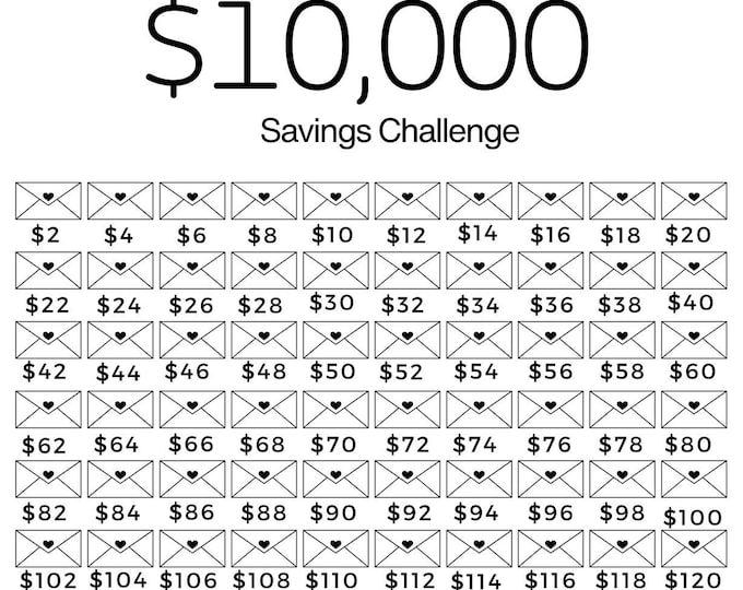 the $ 10, 000 savings challenge is shown in black and white on a white background