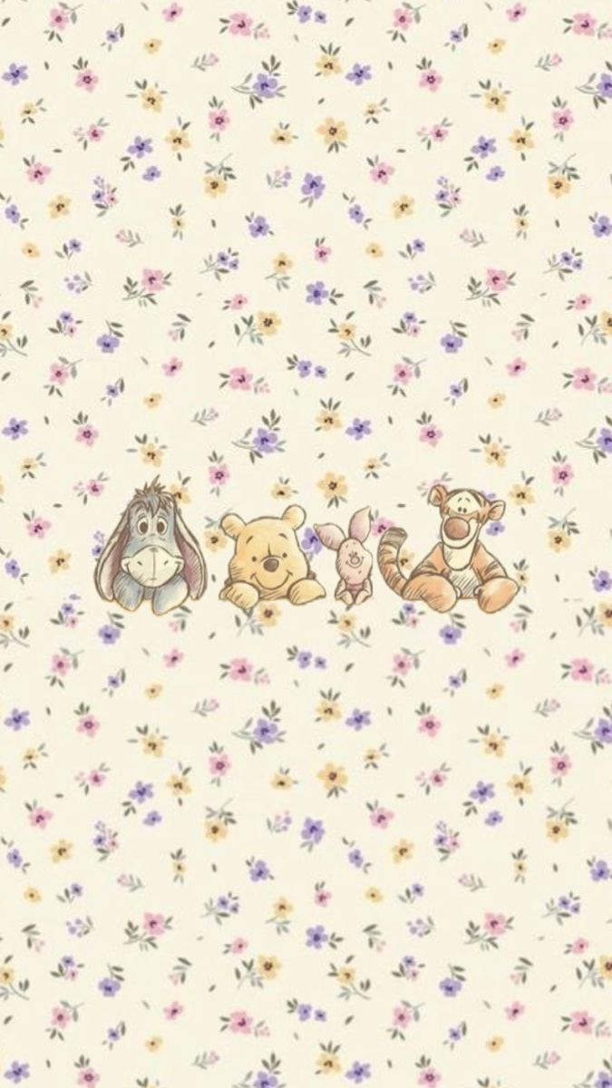 Winnie the Pooh and friends on a floral background Winnie The Pooh Wallpaper, Pooh Wallpaper, Helloween Wallpaper, Pooh Winnie, Winnie The Pooh And Friends, Winnie The Pooh Pictures, Pooh And Friends, Cute Winnie The Pooh, Wallpaper Disney