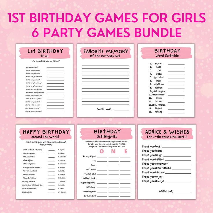 birthday games for girls with pink background