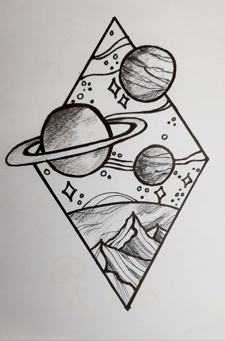 a drawing of the planets and stars on a piece of paper with space around it